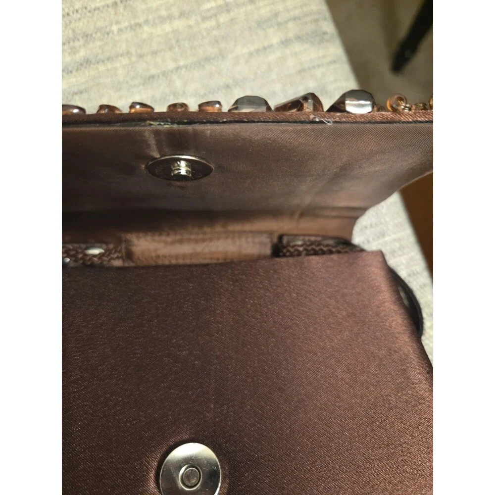 Bijoux Terner Brown Beaded Purse Handbag Evening Bag Vintage Style